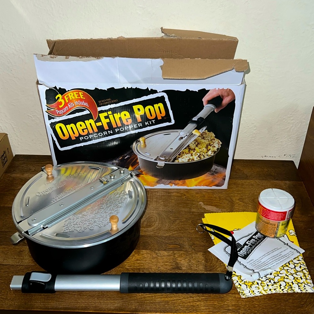 Open fire popcorn popper new